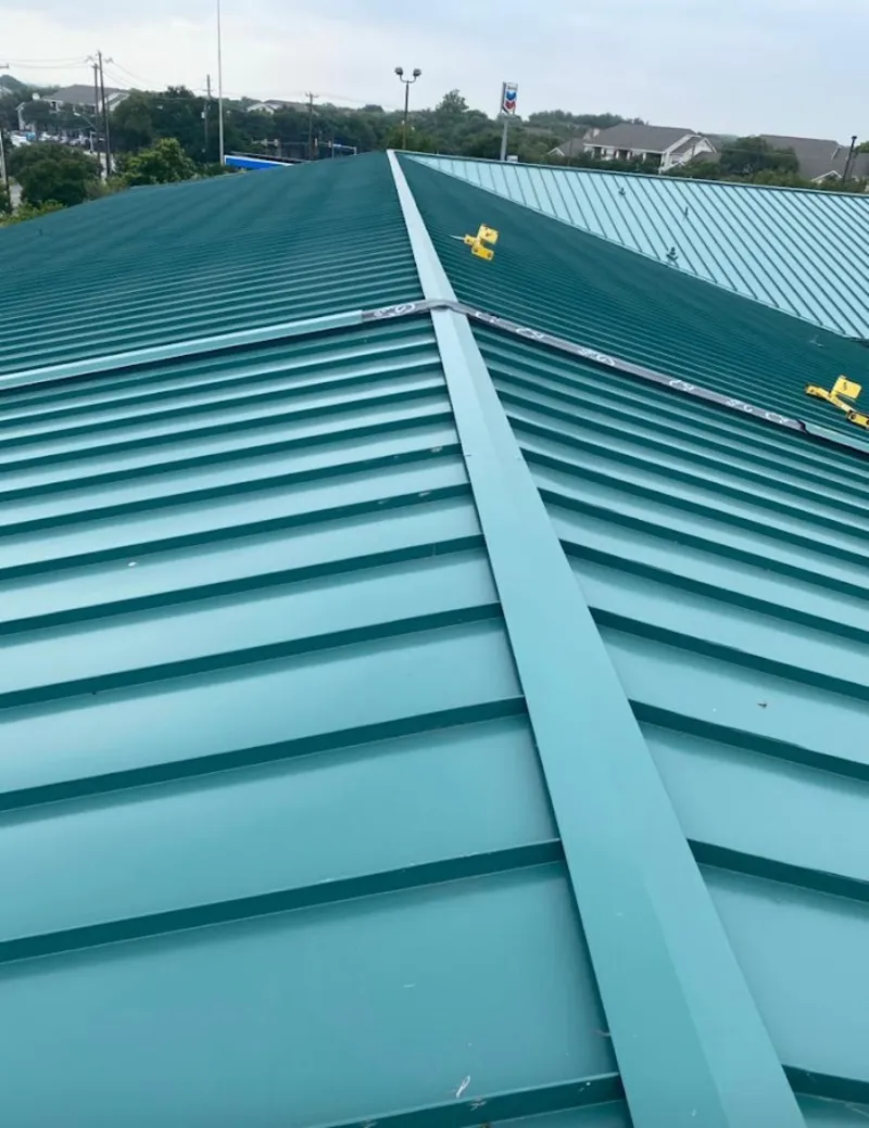 Green commercial metal roof ridge and valley for Metal Roof Repair in Odenton